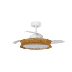 Lucande LED-ventilator Lineta, hvid, reb, Ø 103 cm, støjsvag