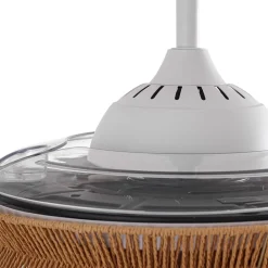 Lucande LED-ventilator Lineta, hvid, reb, Ø 103 cm, støjsvag