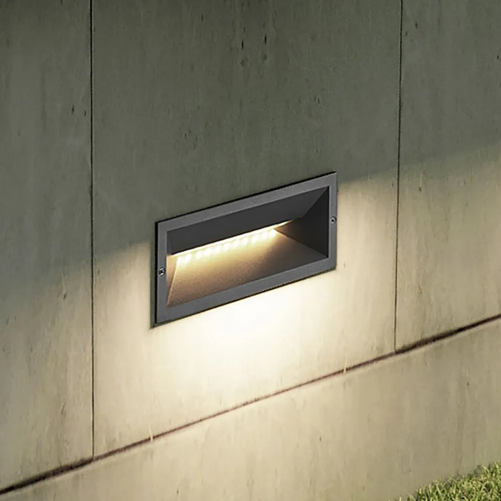 Lucande LED-vægindbygningslampe Jaano, antracit, aluminium, IP65
