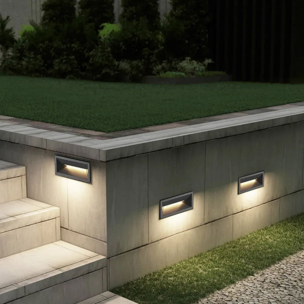 Lucande LED-vægindbygningslampe Jaano, antracit, aluminium, IP65