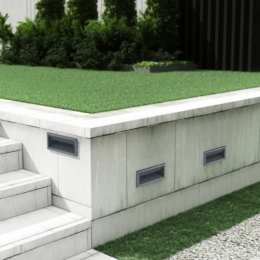 Lucande LED-vægindbygningslampe Jaano, antracit, aluminium, IP65