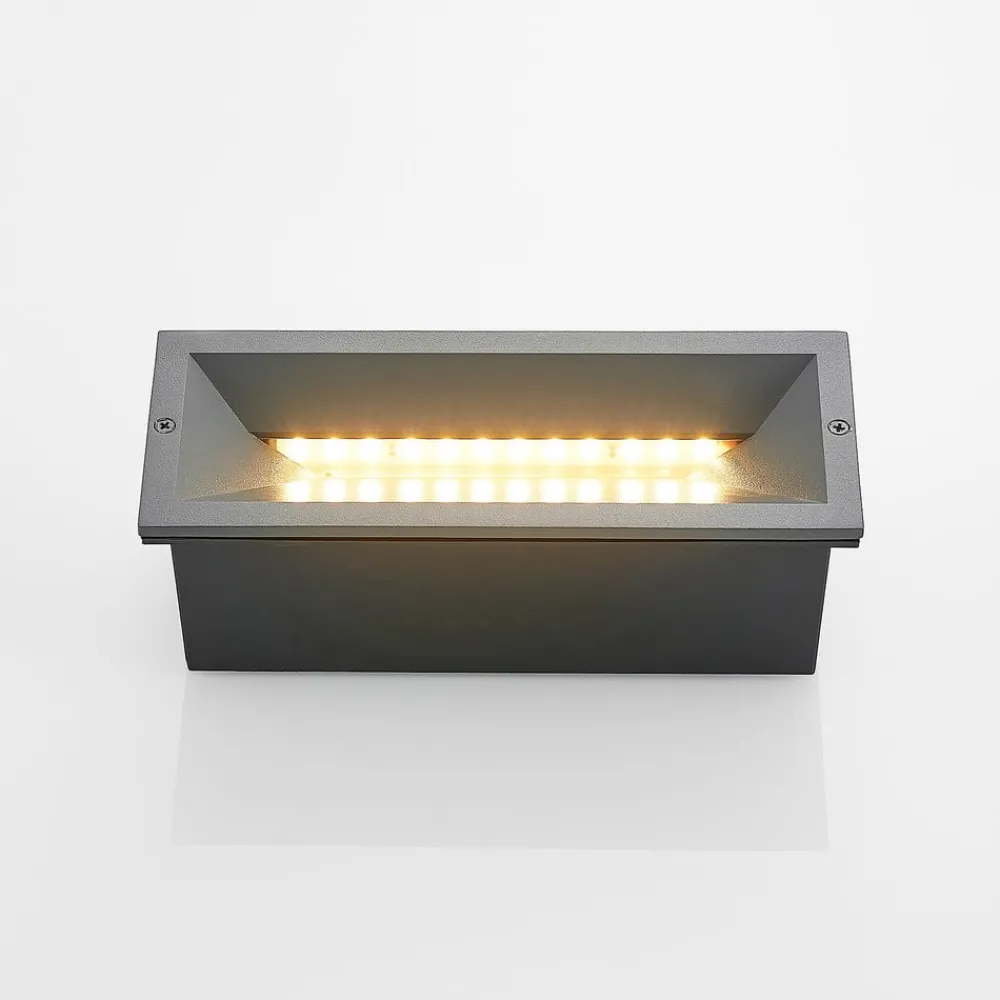 Lucande LED-vægindbygningslampe Jaano, antracit, aluminium, IP65