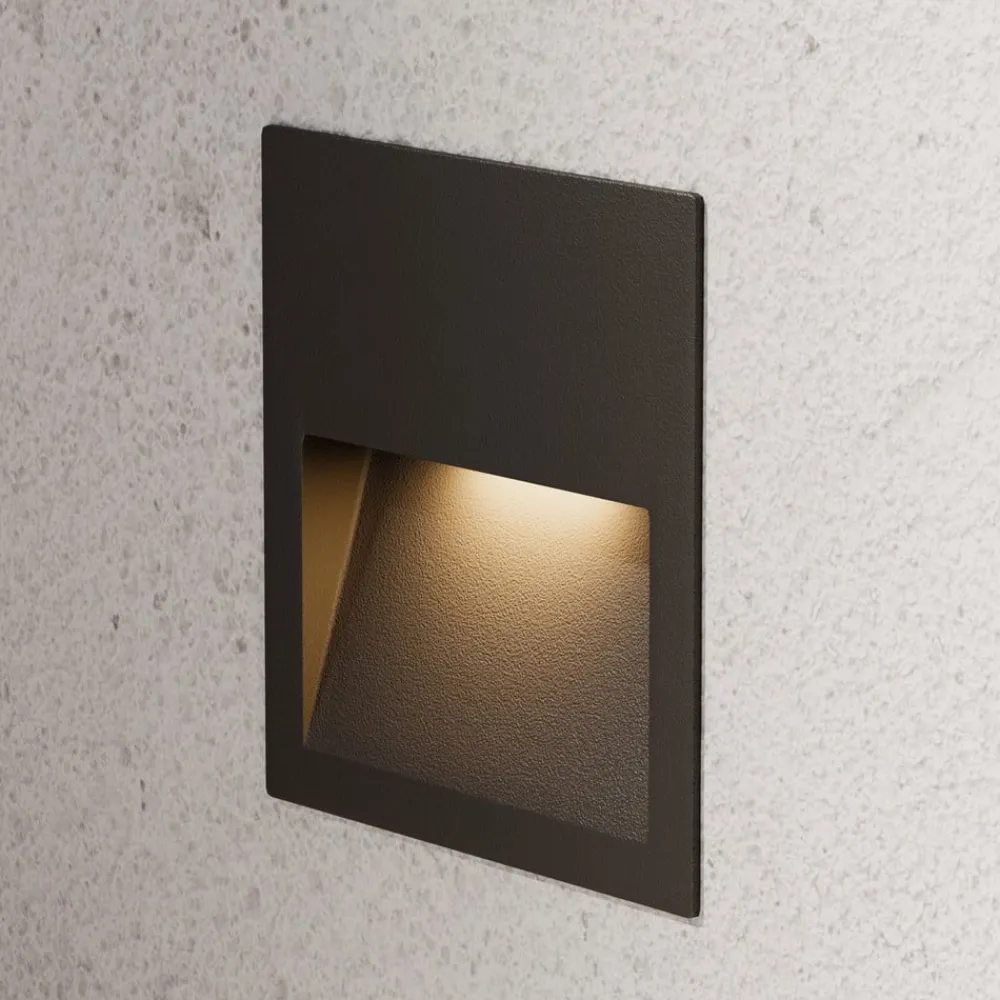 LED-vægindbygningslampe Loya, 11,5x11,5 cm, grå, IP54^Lucande Discount