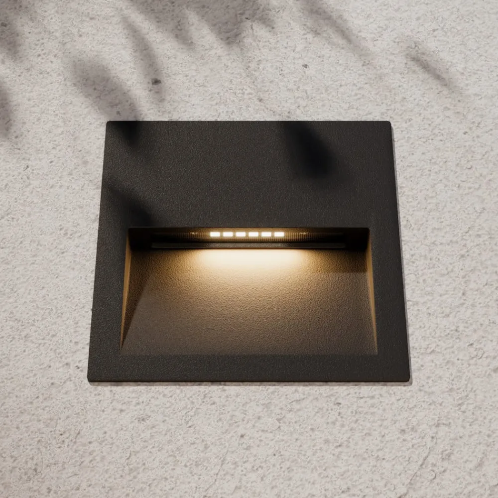 LED-vægindbygningslampe Loya, 11,5x11,5 cm, grå, IP54^Lucande Discount