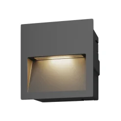 LED-vægindbygningslampe Loya, 11,5x11,5 cm, grå, IP54^Lucande Discount