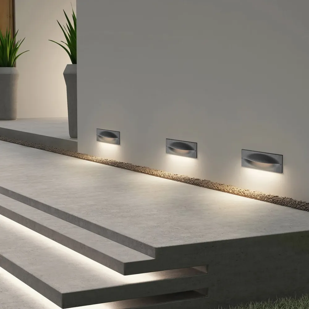 Lucande Terrassebelysning>LED-vægindbygningslampe Zandro, 25 cm, antracit, IP65