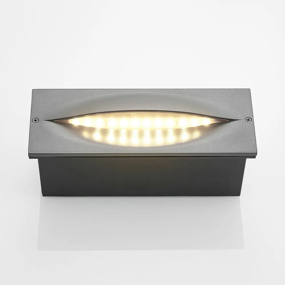 Lucande Terrassebelysning>LED-vægindbygningslampe Zandro, 25 cm, antracit, IP65