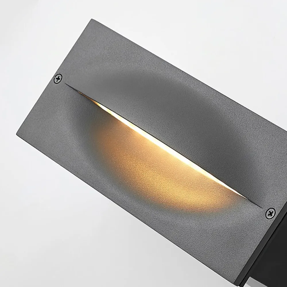 Lucande Terrassebelysning>LED-vægindbygningslampe Zandro, 25 cm, antracit, IP65