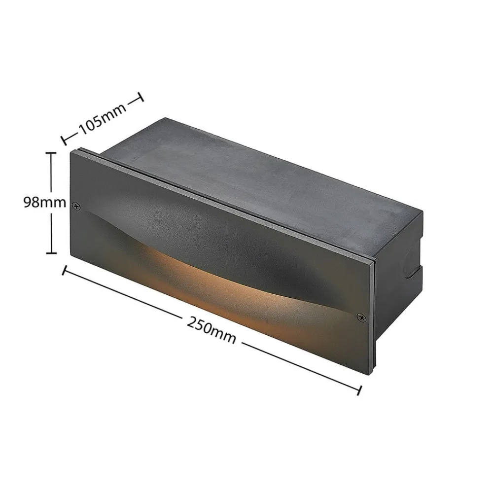 Lucande Terrassebelysning>LED-vægindbygningslampe Zandro, 25 cm, antracit, IP65