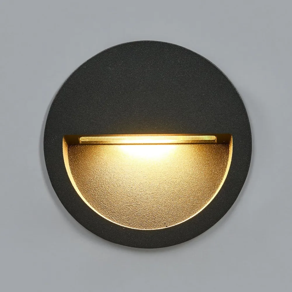 Lucande LED-vægindbygningslampe Loya, Ø 11,5 cm, grå, IP54