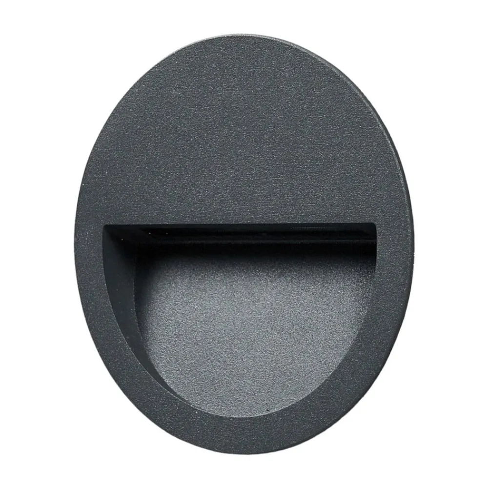 Lucande LED-vægindbygningslampe Loya, Ø 11,5 cm, grå, IP54