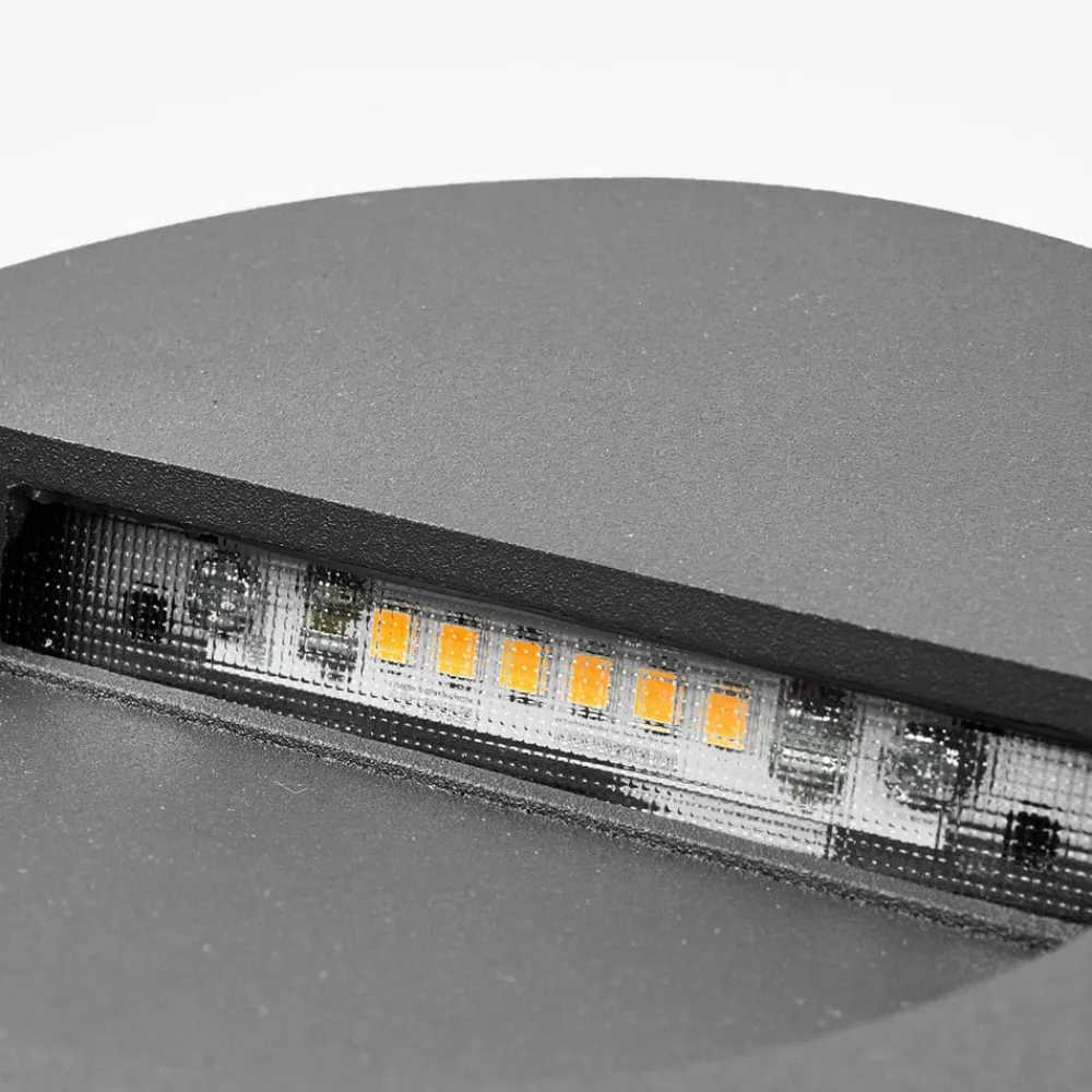 Lucande LED-vægindbygningslampe Loya, Ø 11,5 cm, grå, IP54