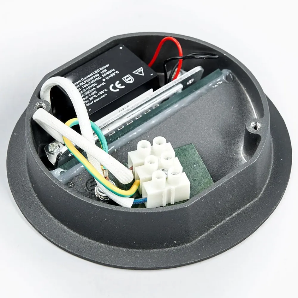 Lucande LED-vægindbygningslampe Loya, Ø 11,5 cm, grå, IP54