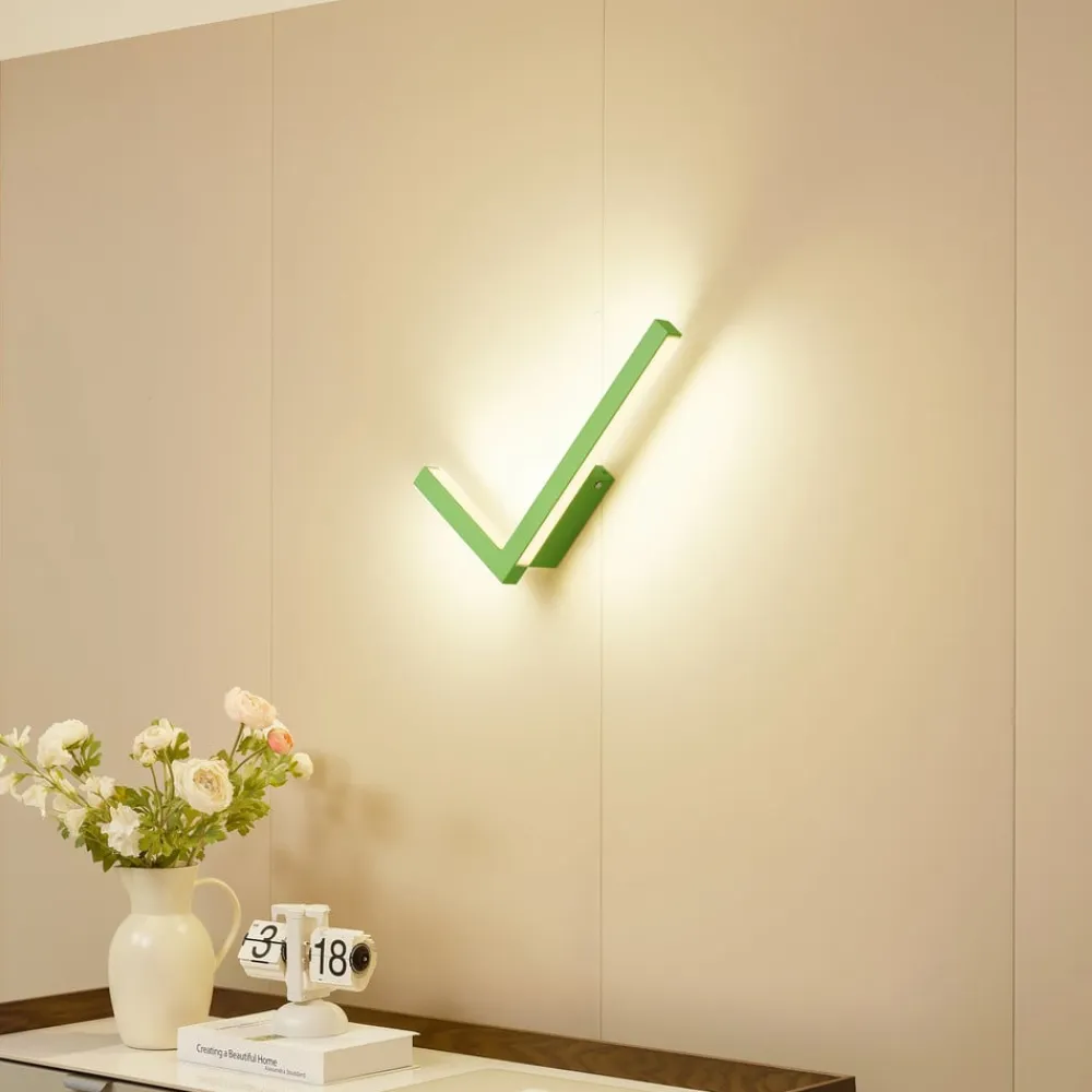 LED-væglampe Check, grøn, metal, CCT, dæmpbar^Lucande Discount