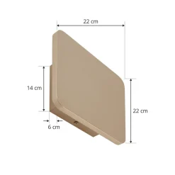 LED-væglampe Elrik, guldfarvet, 22 cm, metal^Lucande Discount