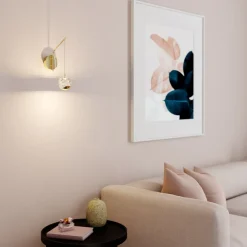 Lucande Pendellamper|Væglamper>LED-væglampe Hayley, guldfarvet, glas, 34 cm høj