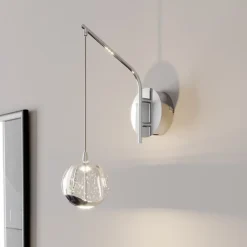 Lucande LED-væglampe Hayley, kromfarvet, glas, højde 34 cm