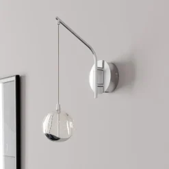 Lucande LED-væglampe Hayley, kromfarvet, glas, højde 34 cm