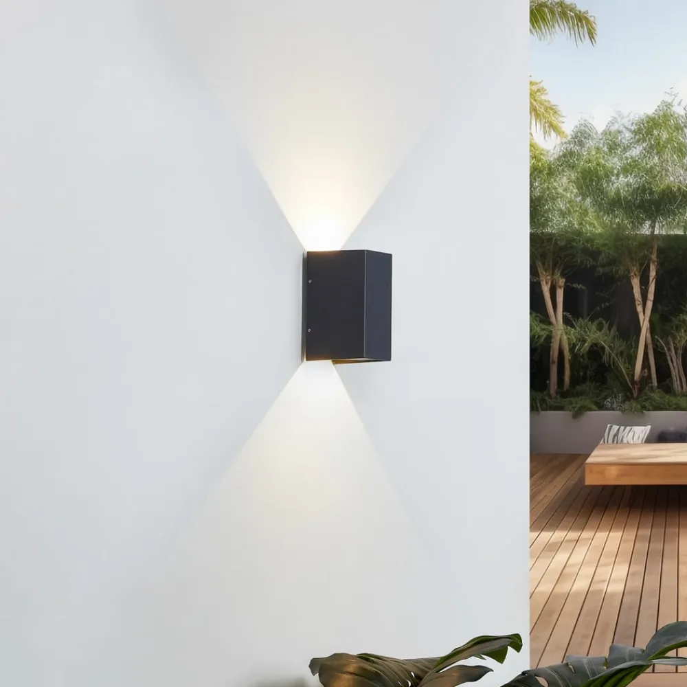 LED-væglampe Kimian, højde 17 cm, antracit, IP54^Lucande New