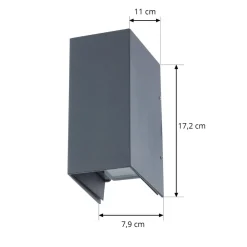 LED-væglampe Kimian, højde 17 cm, antracit, IP54^Lucande New