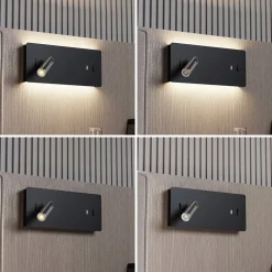 Lucande LED-væglampe Kimo, 32 cm, sort, aluminium, USB