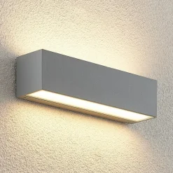 LED-væglampe Lengo, 25 cm, sølv, 2 lyskilder, IP65^Lucande Online