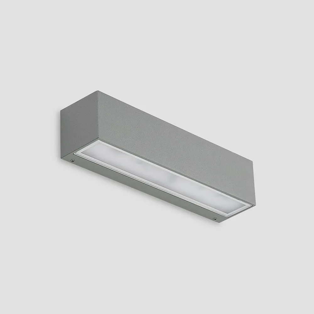 LED-væglampe Lengo, 25 cm, sølv, 2 lyskilder, IP65^Lucande Online