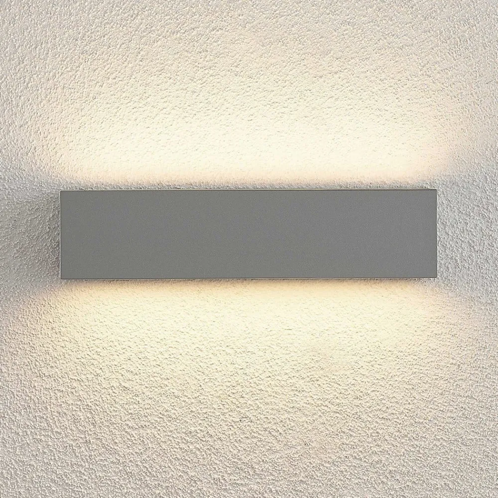 LED-væglampe Lengo, 25 cm, sølv, 2 lyskilder, IP65^Lucande Online