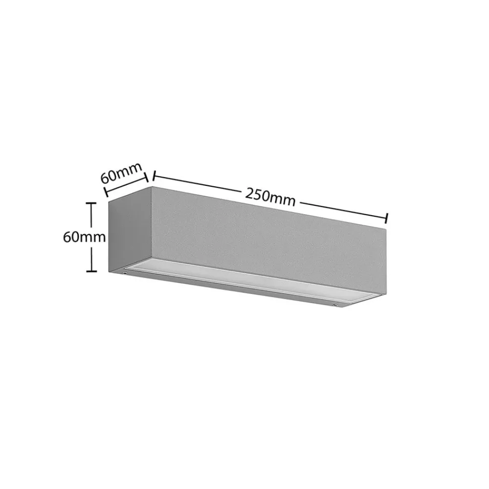 LED-væglampe Lengo, 25 cm, sølv, 2 lyskilder, IP65^Lucande Online