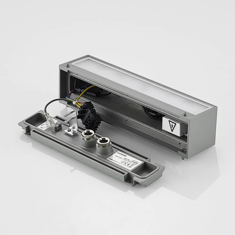 LED-væglampe Lengo, 25 cm, sølv, 2 lyskilder, IP65^Lucande Online