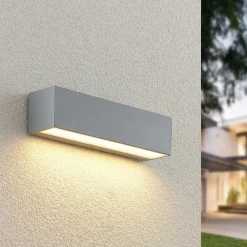 Lucande Terrassebelysning|Væglamper>LED-væglampe Lengo, 25 cm, sølv, 1 lyskilde, IP65