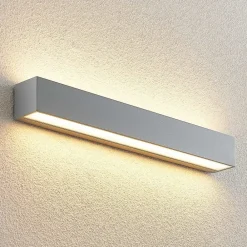 Lucande LED-væglampe Lengo, 50 cm, sølv, 2 lyskilder, IP65