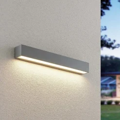 Lucande Terrassebelysning|Væglamper>LED-væglampe Lengo, 50 cm, sølv, 1 lyskilde, IP65