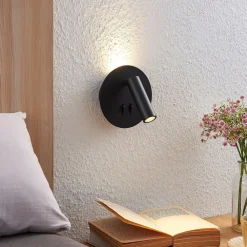 Lucande LED-væglampe Magya, sort 2 lyskilder, rund