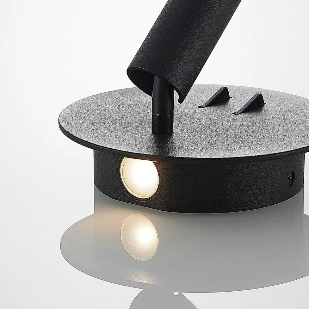 Lucande LED-væglampe Magya, sort 2 lyskilder, rund