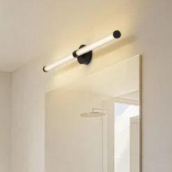 Lucande LED-væglampe Melisa, sort, 90 cm, CCT, IP44