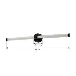 Lucande LED-væglampe Melisa, sort, 90 cm, CCT, IP44