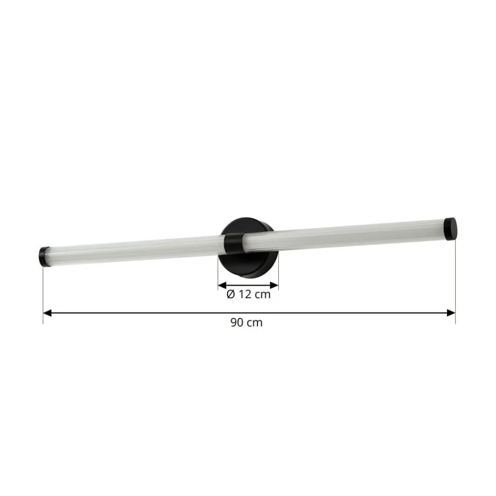 Lucande LED-væglampe Melisa, sort, 90 cm, CCT, IP44