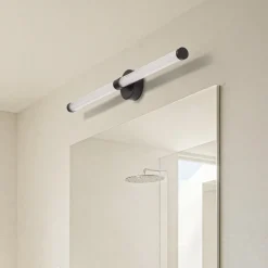 Lucande LED-væglampe Melisa, sort, 90 cm, CCT, IP44