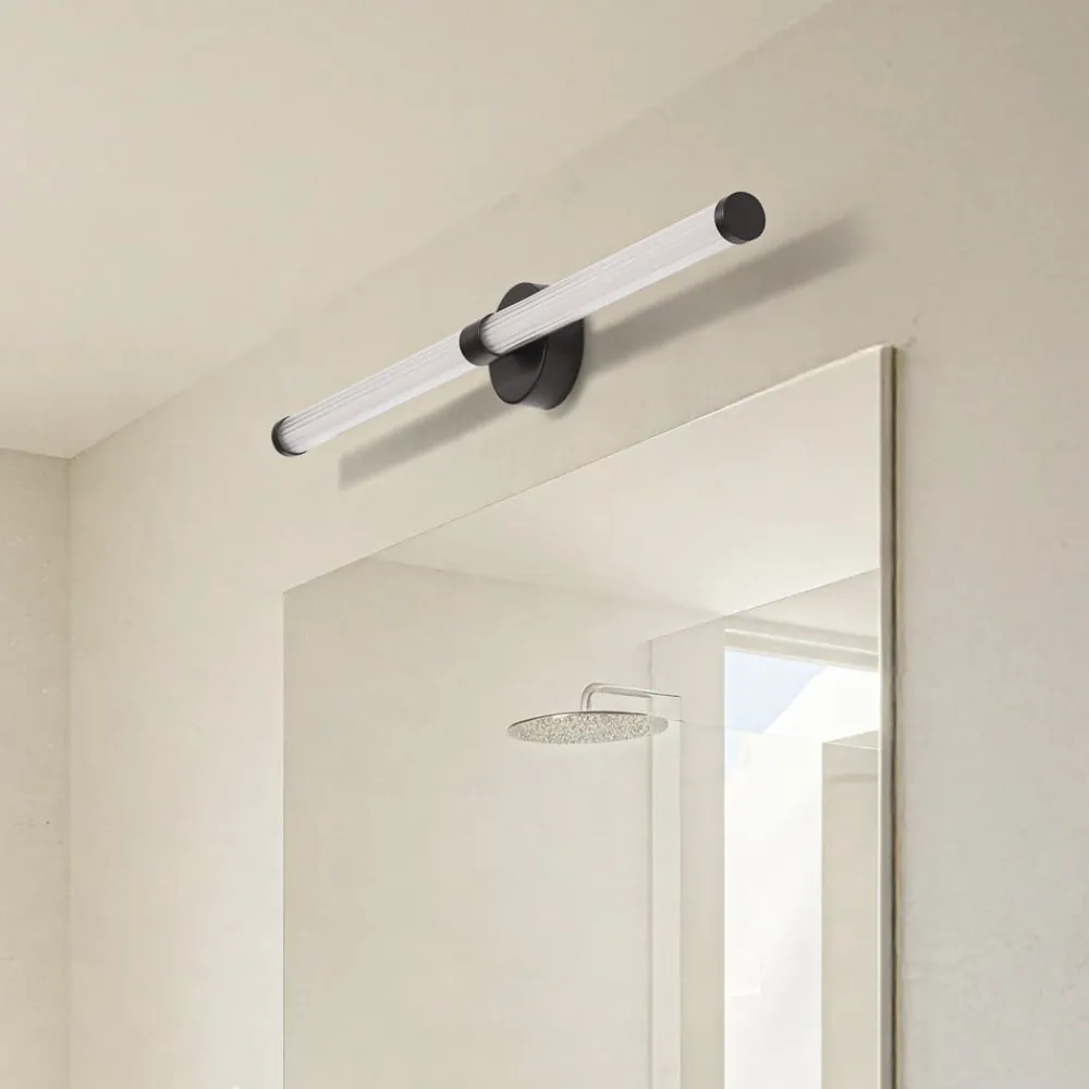 Lucande LED-væglampe Melisa, sort, 90 cm, CCT, IP44