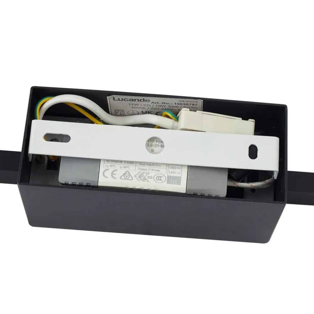 Lucande Gang|Væglamper>LED-væglampe Skaila, sort, længde 90 cm, 3.000 K