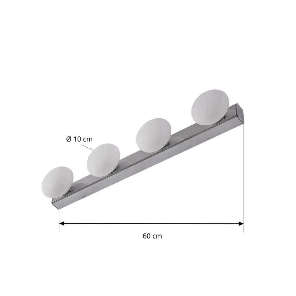 Lucande Væg- Og Spejllamper|Væglamper>LED-væglampe til badeværelset Myrra, krom, glas, 60 cm, IP44