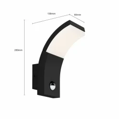 Lucande LED-væglampe Timm, sensor, 20cm, antracit, IP54