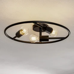 Lucande Loftlamper>Linnard loftlampe af stål, 3 lyskilder