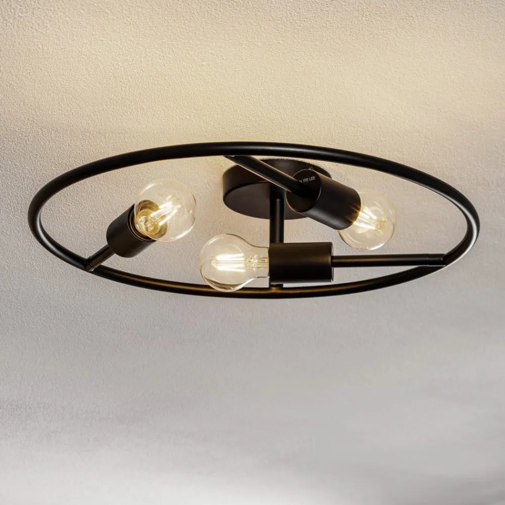 Lucande Loftlamper>Linnard loftlampe af stål, 3 lyskilder