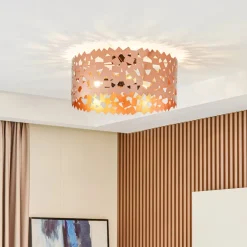 Lucande loftlampe Aeloria, kobber, jern, Ø 50 cm, E27