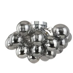 Lucande loftlampe Diborah, røggrå, glas, Ø 50 cm, G9