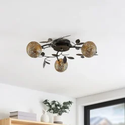 loftlampe Evory, Ø 53 cm, 3 lyskilder, sort/guld, G9^Lucande Clearance