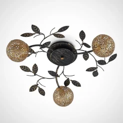 loftlampe Evory, Ø 53 cm, 3 lyskilder, sort/guld, G9^Lucande Clearance