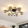 loftlampe Evory, Ø 69 cm, 6 lyskilder, sort/guld, G9^Lucande Discount